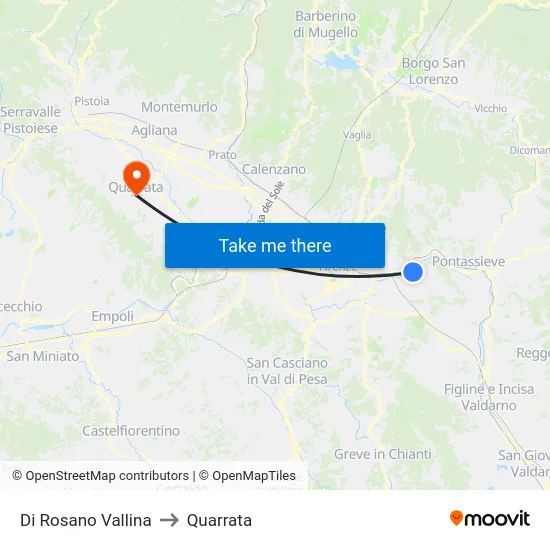 Di Rosano Vallina to Quarrata map