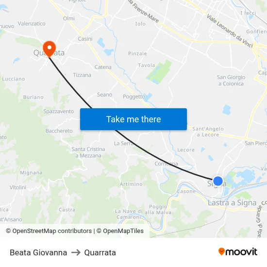 Beata Giovanna to Quarrata map