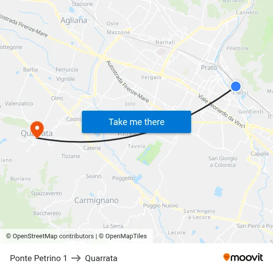 Petrino Bridge 1 to Quarrata map