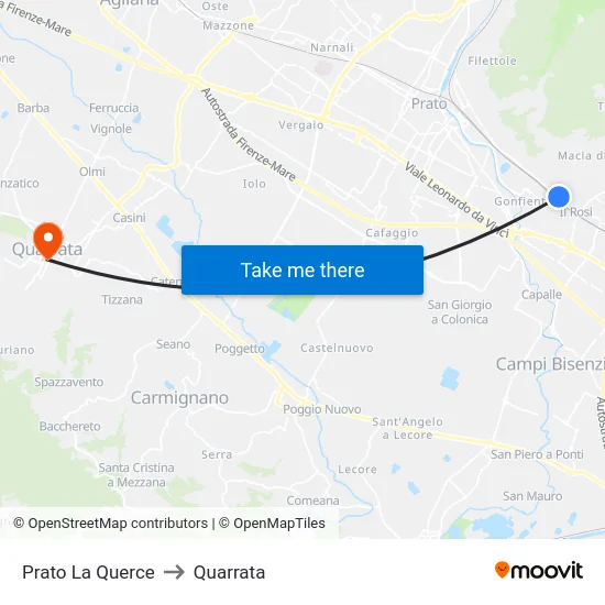 Prato La Querce to Quarrata map