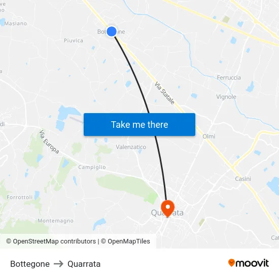 Bottegone to Quarrata map