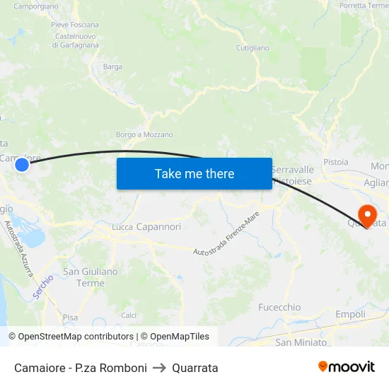 Camaiore - P.za Romboni to Quarrata map