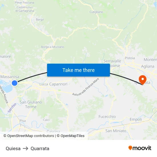 Quiesa to Quarrata map