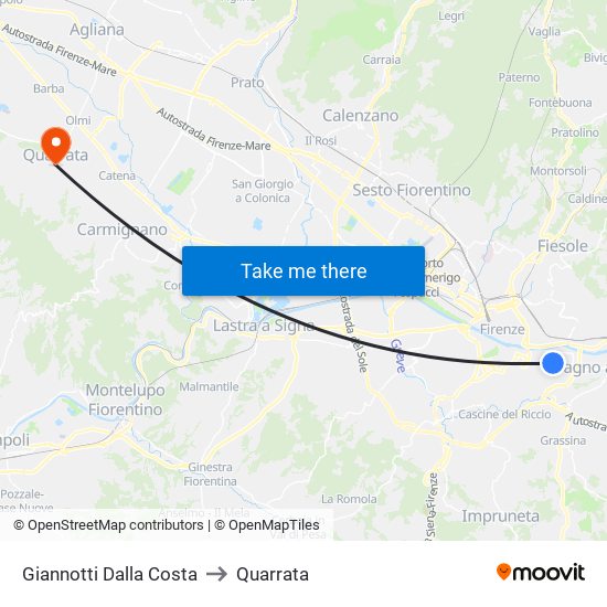 Giannotti Dalla Costa to Quarrata map