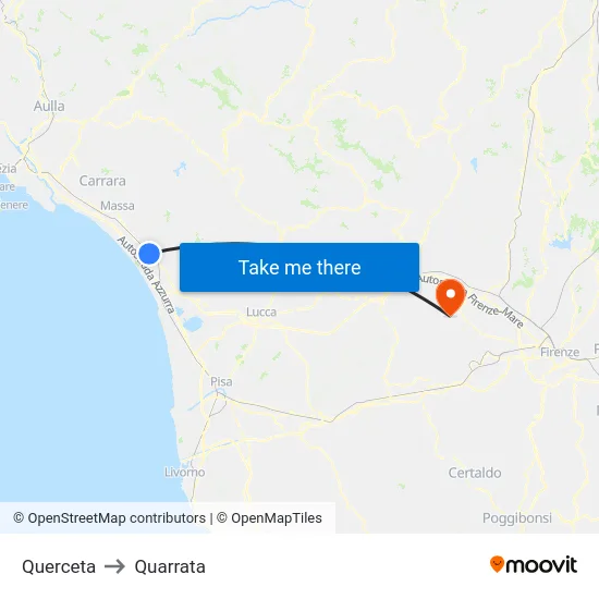 Querceta to Quarrata map