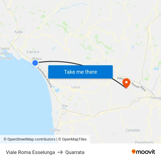 Viale Roma Esselunga to Quarrata map