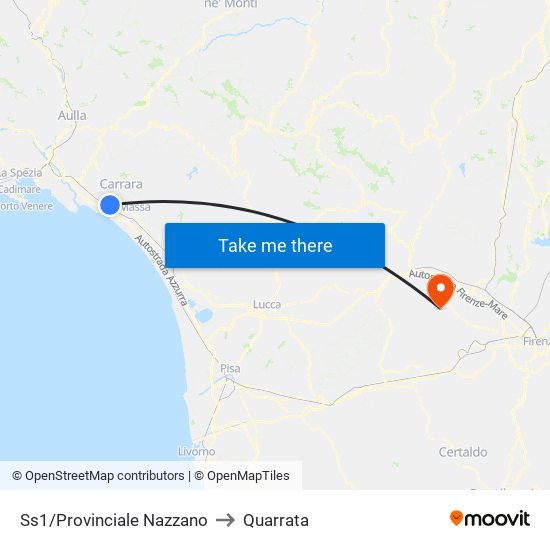 Ss1/Provinciale Nazzano to Quarrata map