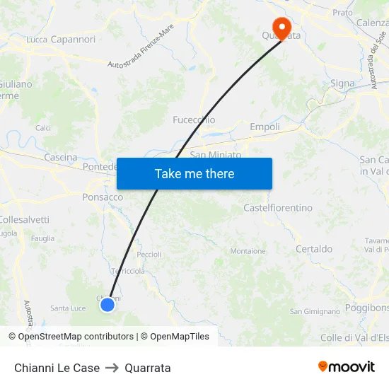 Chianni Le Case to Quarrata map