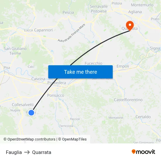 Fauglia to Quarrata map