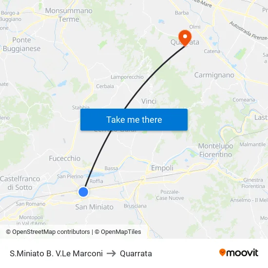 Strozzi 1 to Quarrata map