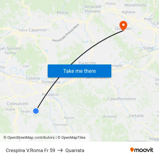 Crespina Via Roma 59 to Quarrata map