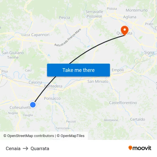 Cenaia to Quarrata map