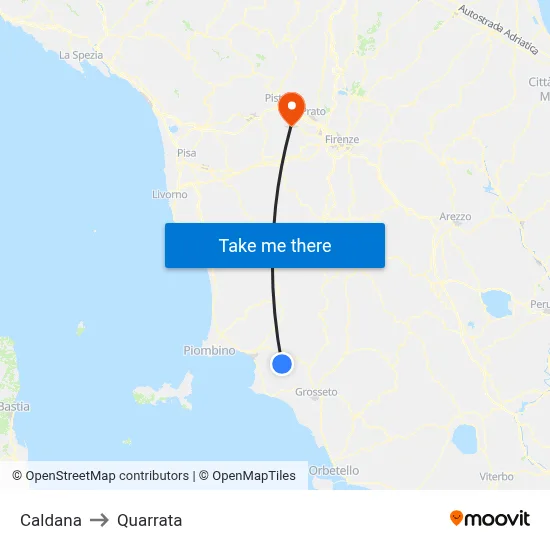Caldana to Quarrata map