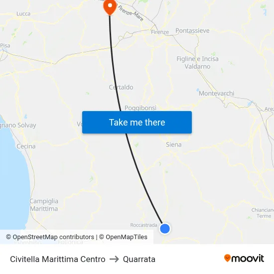 Civitella Marittima Center to Quarrata map