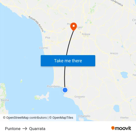 Puntone to Quarrata map