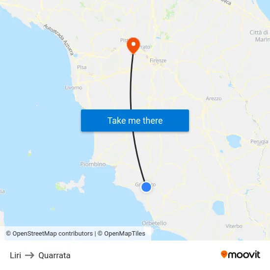 Liri to Quarrata map