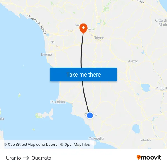 Uranio to Quarrata map