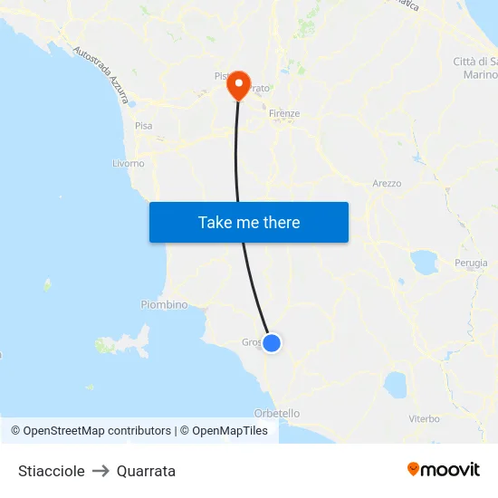 Stiacciole to Quarrata map