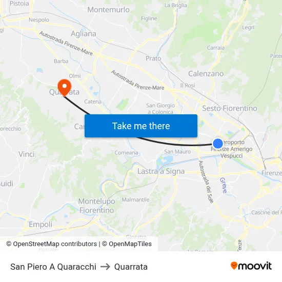 San Piero A Quaracchi to Quarrata map