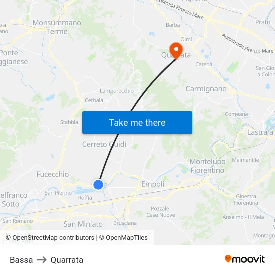 Bassa to Quarrata map
