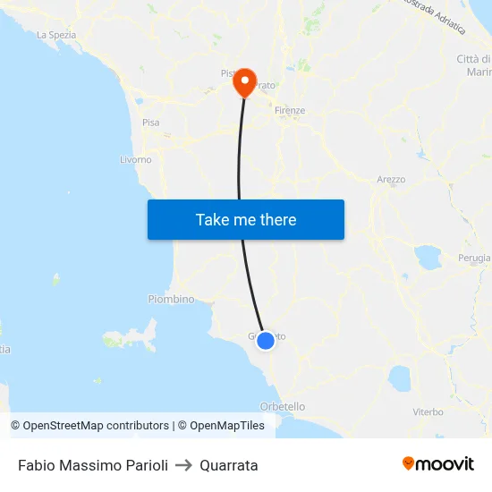 Fabio Massimo Parioli to Quarrata map