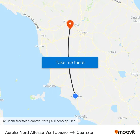 Aurelia Nord Altezza Via Topazio to Quarrata map