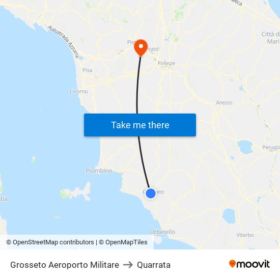 Grosseto Aeroporto Militare to Quarrata map