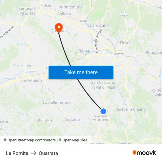 La Romita to Quarrata map