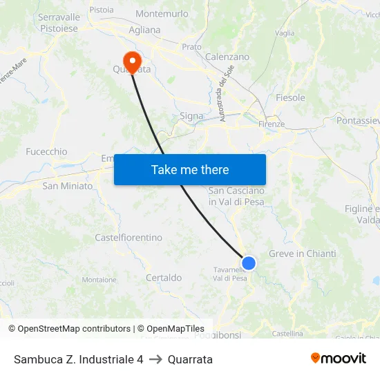 Sambuca Industrial Zone 4 to Quarrata map