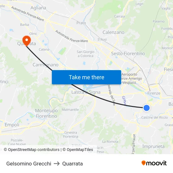 Gelsomino Grecchi to Quarrata map
