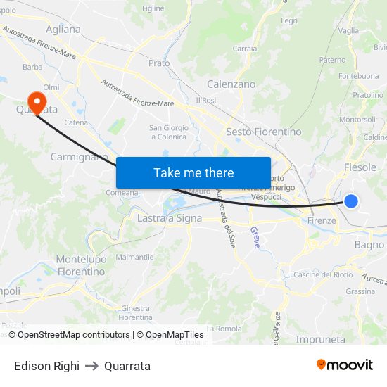 Edison Righi to Quarrata map