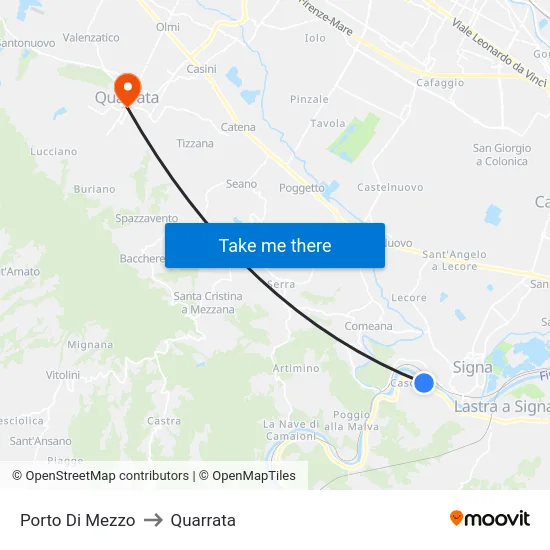 Porto Di Mezzo to Quarrata map
