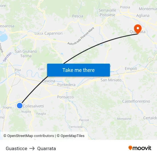 Guasticce to Quarrata map