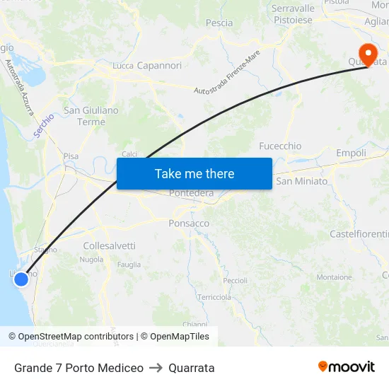 Grande 7 Porto Mediceo to Quarrata map