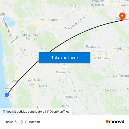Italia 5 to Quarrata map