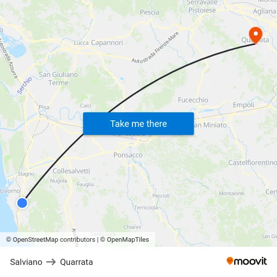 Salviano to Quarrata map