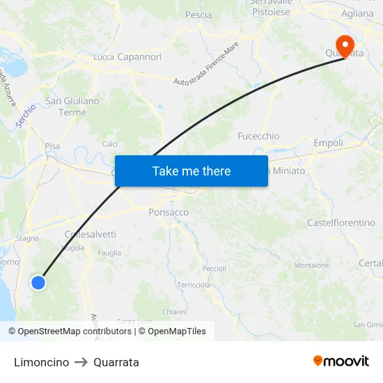 Limoncino to Quarrata map