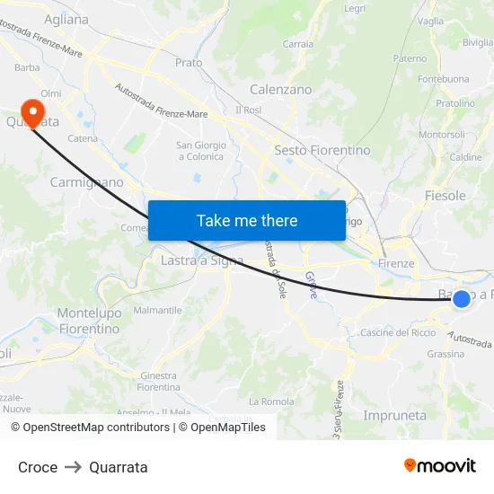 Croce to Quarrata map