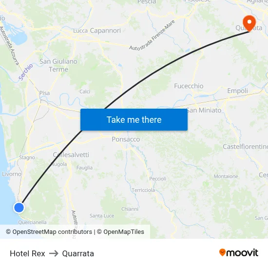 Hotel Rex to Quarrata map