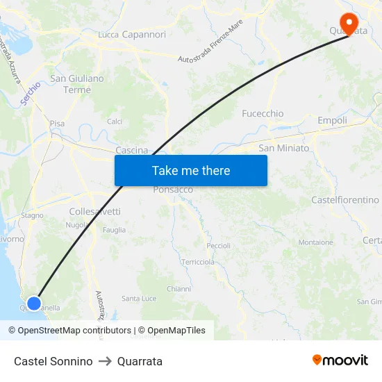 Castel Sonnino to Quarrata map