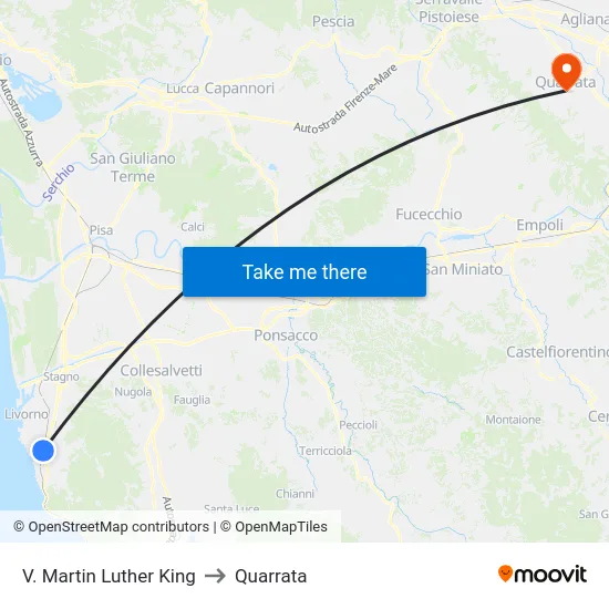 V. Martin Luther King to Quarrata map