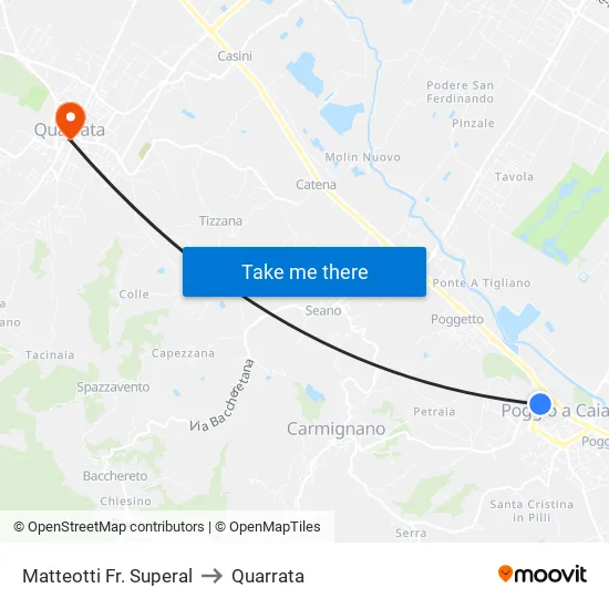 Matteotti  Fr. Superal to Quarrata map