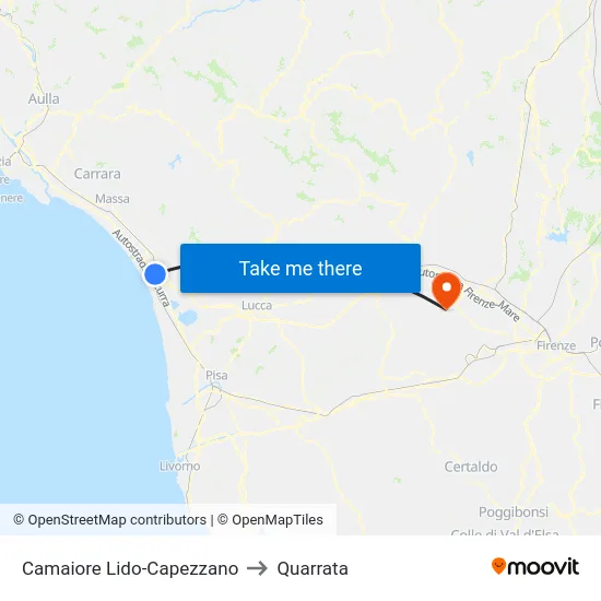 Camaiore Lido-Capezzano to Quarrata map