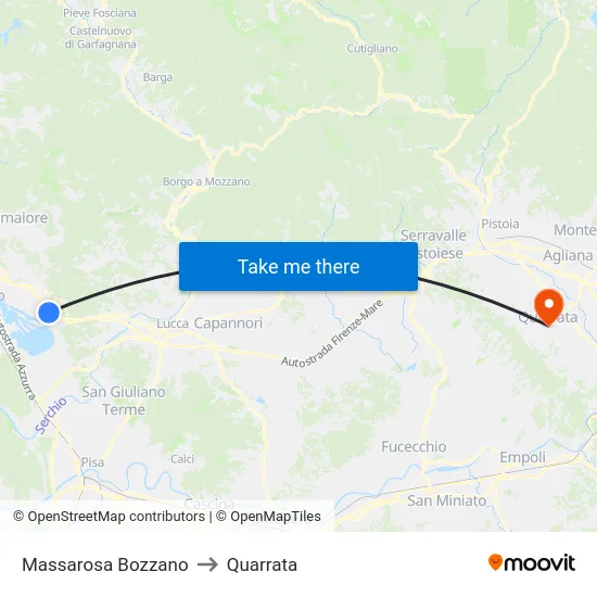 Massarosa Bozzano to Quarrata map