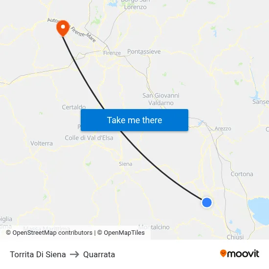 Torrita di Siena to Quarrata map