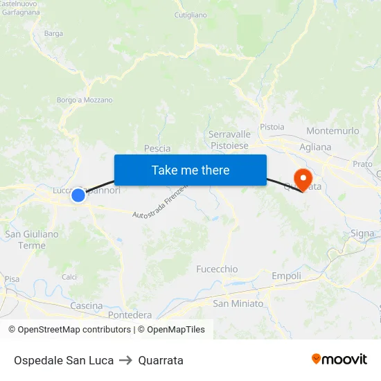 Ospedale San Luca to Quarrata map