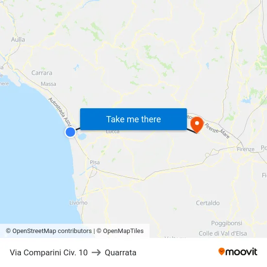 Via Comparini Civ. 10 to Quarrata map