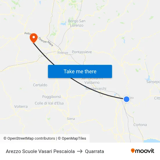 Arezzo Vasari Pescaiola Schools to Quarrata map
