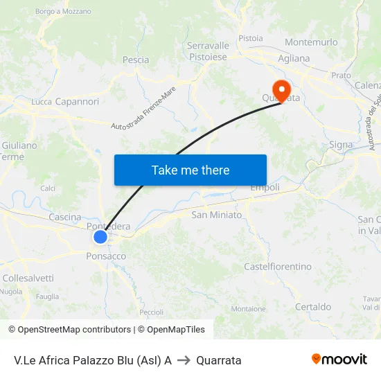 V.Le Africa Palazzo Blu (Asl) A to Quarrata map