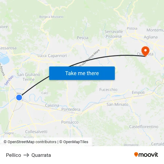 Pellico to Quarrata map